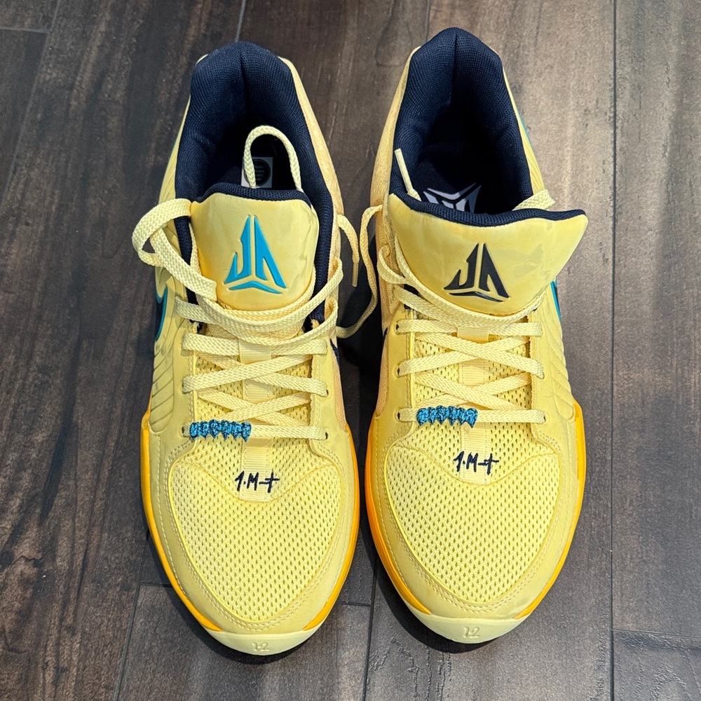 Nike JA 2 Yellow Athletic Sneakers with Blue Accents